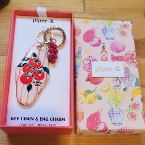 Piper Red and Gold Key Chain with Cherry Charm